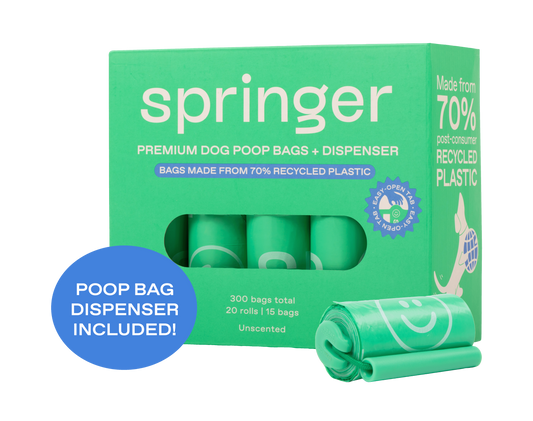 Premium Dog Poop Bags - 20 Rolls | 300 Bags Box + Dispenser (Case of 6)