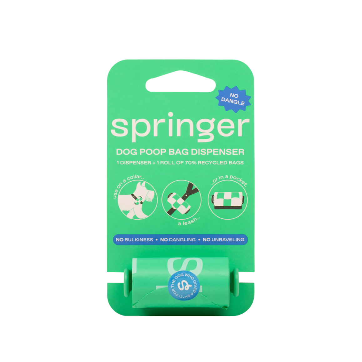 Poop Bag Dispenser + Roll Springer Green